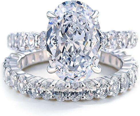 RKKOJJO 925 Sterling Silver Bridal Rings Sets AAA Cubic Zirconia CZ Full Diamond Engagements Rings Wedding 2 Pcs Promise Anniversary White Gold Rings for Women Size 7 in Saudi Arabia