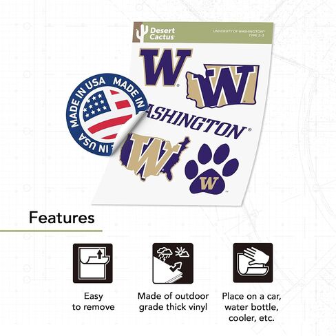 ملصق صحراء الصبار جامعة واشنطن UW Huskies Husky شارات الفينيل زجاجة مياه للكمبيوتر المحمول سجل قصاصات السيارة T2 (النوع 2-3) in Saudi Arabia