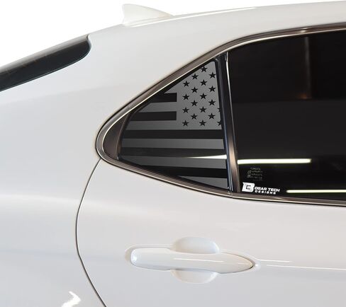 Bogar Tech Designs - ملصقات فينيل للنافذة الخلفية بعلم أمريكي مسبق القطع تناسب Toyota Camry 2018-2024، أسود مطفي in Saudi Arabia