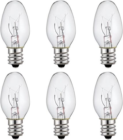 Night Light Bulbs 7 Watt,E12 Candelabra Base,120V,for Nightlight and Salt Lamp,Warm White,6 Pack in Saudi Arabia