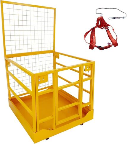 43" x 45" Forklift Safety Cage – 1,800 Lb Capacity Man Basket, 2-Person Collapsible Work Platform with Safety Harness & Lock for Loader, Aerial Lifts in Saudi Arabia