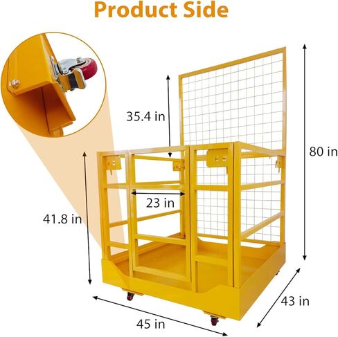43" x 45" Forklift Safety Cage – 1,800 Lb Capacity Man Basket, 2-Person Collapsible Work Platform with Safety Harness & Lock for Loader, Aerial Lifts in Saudi Arabia
