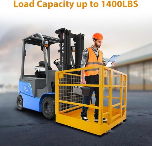 43" x 45" Forklift Safety Cage – 1,800 Lb Capacity Man Basket, 2-Person Collapsible Work Platform with Safety Harness & Lock for Loader, Aerial Lifts in Saudi Arabia