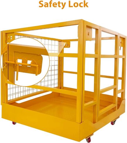 43" x 45" Forklift Safety Cage – 1,800 Lb Capacity Man Basket, 2-Person Collapsible Work Platform with Safety Harness & Lock for Loader, Aerial Lifts in Saudi Arabia