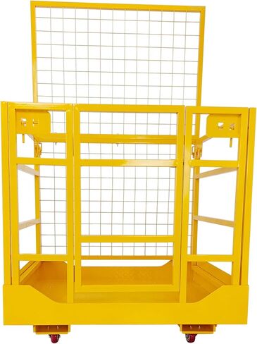 43" x 45" Forklift Safety Cage – 1,800 Lb Capacity Man Basket, 2-Person Collapsible Work Platform with Safety Harness & Lock for Loader, Aerial Lifts in Saudi Arabia