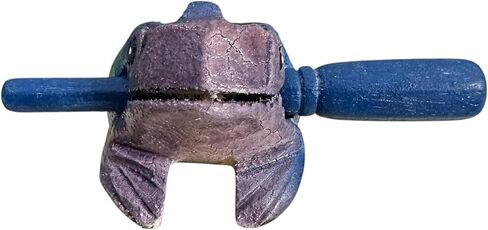 Natural Wooden Musical Frog Guiro, 1.5 inches, Rainbow Color Pattern, Traditional Percussion Instrument in Saudi Arabia