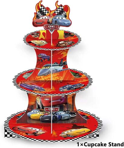 for Cars Party Supplies and Decorations, a Three-Tiered Cupcake Stand, a Display Stand for Birthday Desserts and Cakes, which is Suitable for Cute-Style Birthday Decorations. in Saudi Arabia