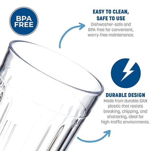 منتجات Carlisle FoodService Products Bistro Tumbler بهلوان بلاستيكي للمطاعم والمطاعم والمطابخ والبلاستيك، 10.2 أونصة، شفاف in Saudi Arabia