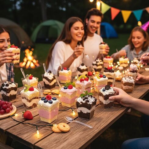 200 Pcs 5 oz Clear Plastic Dessert Cups with Lids & Spoons, Reusable Parfait & Appetizer Cups, Mini Dessert Shooters for Pudding, Yogurt, Jello, Ice Cream, Trifle & Fruit, For Party & Wedding in Saudi Arabia