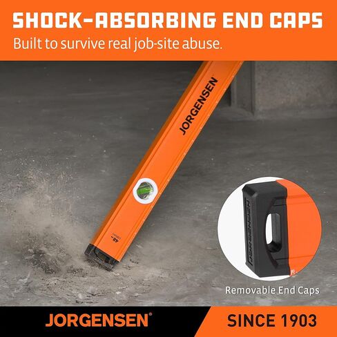 JORGENSEN 3-Piece Non-Magnetic Aluminum Spirit Level Set (No LED), 12"/24"/48" Precision Torpedo Levels with 45°/90°/180° Bubble Vials, Shockproof End Caps & Machined Base for Construction, Carpentry in Saudi Arabia