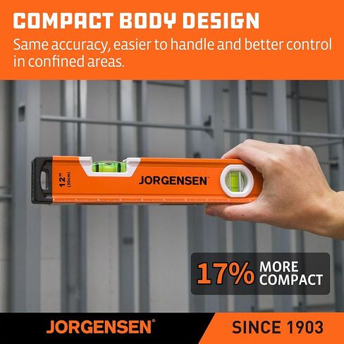 JORGENSEN 3-Piece Non-Magnetic Aluminum Spirit Level Set (No LED), 12"/24"/48" Precision Torpedo Levels with 45°/90°/180° Bubble Vials, Shockproof End Caps & Machined Base for Construction, Carpentry in Saudi Arabia