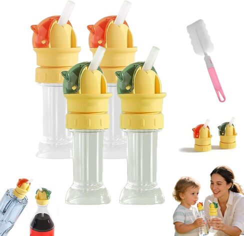Water Bottle Spout Conversion Cap with Straw, 2026 Upgraded Water Bottle Spout Adapter, Reusable Silicone Sippy Cup Lid for Juice & Water Bottles, Spill-Proof Flip Top Cover (4PCS-Mix) in Saudi Arabia