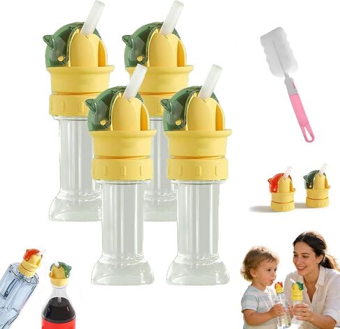 Water Bottle Spout Conversion Cap with Straw, 2026 Upgraded Water Bottle Spout Adapter, Reusable Silicone Sippy Cup Lid for Juice & Water Bottles, Spill-Proof Flip Top Cover (4PCS-Mix) in Saudi Arabia