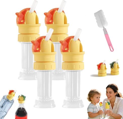 Water Bottle Spout Conversion Cap with Straw, 2026 Upgraded Water Bottle Spout Adapter, Reusable Silicone Sippy Cup Lid for Juice & Water Bottles, Spill-Proof Flip Top Cover (4PCS-Mix) in Saudi Arabia