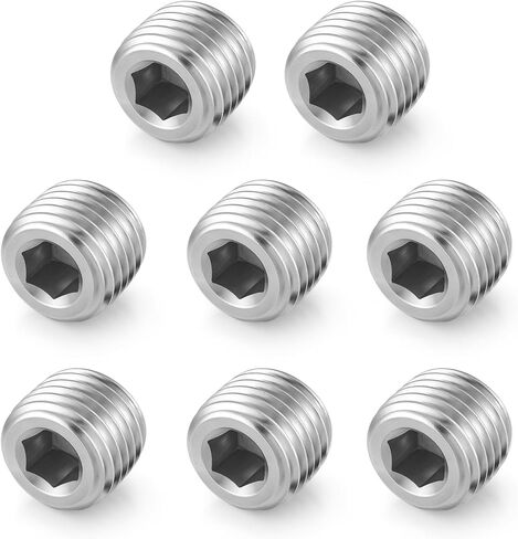 8 Pcs 1/4" NPT Hexagonal Countersunk Male Thread Pipe Plug Stainless Steel Pipe Fitting Kit Hex Countersunk Plug Assortment Set NPT Male Thread for Sealing Pipes Port in Saudi Arabia
