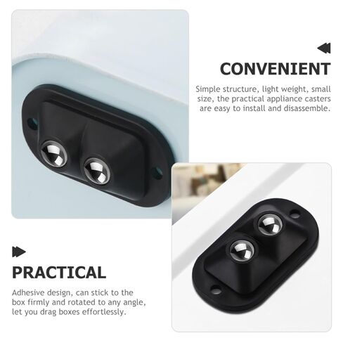 8Pcs Small Adhesive Swivel Ball Casters Mini Caster Wheels for Storage Containers and Trash Cans, Black Dual-Ball Universal Sticky Pulley Wheels for Appliance Mobility in Saudi Arabia