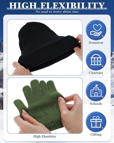Kids Winter Beanie and Gloves Set Knit Hat Gloves Bulk Warm Unisex Cold Weather Hat for Donation in Saudi Arabia