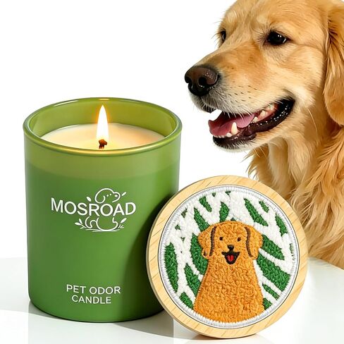 Pet Odor Eliminator Candle – Lavender & Green Tea, 60-Hour Long Burn Time, Plant Based Pet Safe Soy Wax Candles for Home Scented, Cat & Dog Friendly Odor Eliminating Candle Gift in Kuwait
