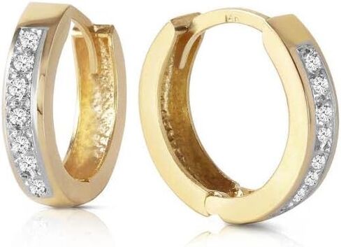 14k الذهب الصلبة هوب Huggie الاقراط مع الماس in Kuwait