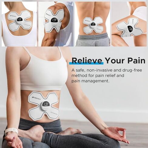 NEENCA Wireless TENS Unit Muscle Stimulator, Smart Rechargeable TENS EMS Muscle Massager for Knee/Shoulder/Back Pain Relief. 4 TENS Pads with Remote Control for Physical Therapy,9 Modes 19 Intensities in Saudi Arabia