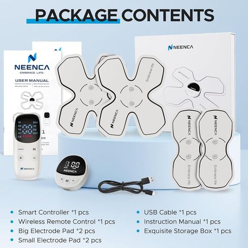 NEENCA Wireless TENS Unit Muscle Stimulator, Smart Rechargeable TENS EMS Muscle Massager for Knee/Shoulder/Back Pain Relief. 4 TENS Pads with Remote Control for Physical Therapy,9 Modes 19 Intensities in Saudi Arabia