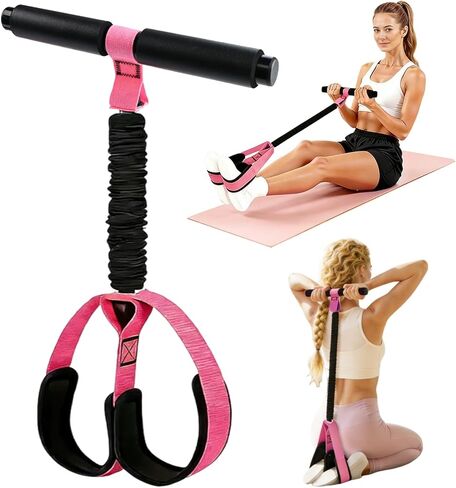 Upgrade 75 LB Pedal Resistance Band with Handle, Multifunction Tension Rope with Thickened Latex Tubes and Soft Foam Fabric Foot Pedal,Puller Resistance Band for Abdomen, Waist, Arm, Core/ABS, Leg in Saudi Arabia
