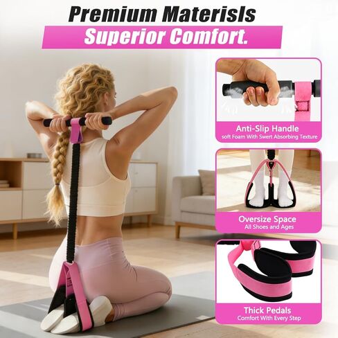 Upgrade 75 LB Pedal Resistance Band with Handle, Multifunction Tension Rope with Thickened Latex Tubes and Soft Foam Fabric Foot Pedal,Puller Resistance Band for Abdomen, Waist, Arm, Core/ABS, Leg in Saudi Arabia
