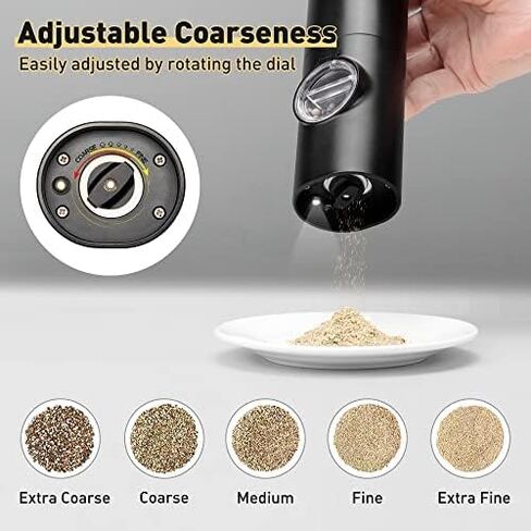 Electric Pepper Grinder or Salt Mill, Automatic Pepper Mill (Not Included Battery), Ceramic Rotor with Adjustable Coarseness and Salt Grinder Refillable, One Hand Operation Modle 1 in Saudi Arabia