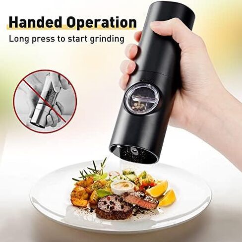 Electric Pepper Grinder or Salt Mill, Automatic Pepper Mill (Not Included Battery), Ceramic Rotor with Adjustable Coarseness and Salt Grinder Refillable, One Hand Operation Modle 1 in Saudi Arabia