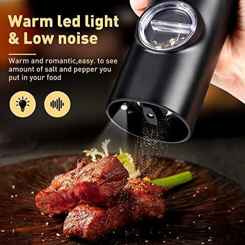 Electric Pepper Grinder or Salt Mill, Automatic Pepper Mill (Not Included Battery), Ceramic Rotor with Adjustable Coarseness and Salt Grinder Refillable, One Hand Operation Modle 1 in Saudi Arabia