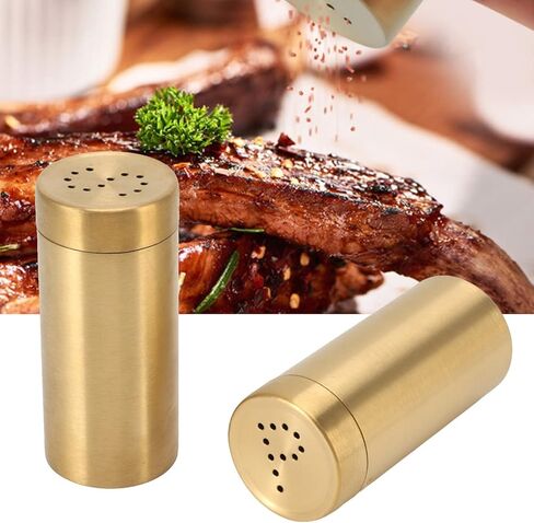 Gold Salt And Pepper Shakers Salt Shaker Gold Stainless Steel 2Pcs Gold Spice Jar Stainless Steel Rustproof Screw Open Top Seasoning Shaker Bottle For Salt Sugar Pepper Paprika in Saudi Arabia