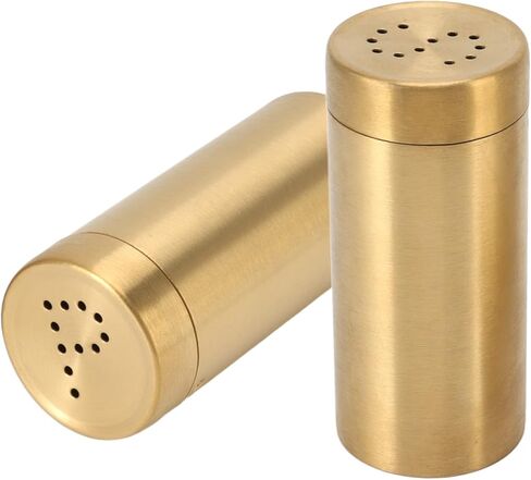 Gold Salt And Pepper Shakers Salt Shaker Gold Stainless Steel 2Pcs Gold Spice Jar Stainless Steel Rustproof Screw Open Top Seasoning Shaker Bottle For Salt Sugar Pepper Paprika in Saudi Arabia