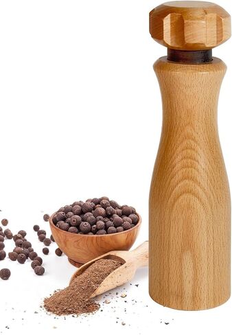Wooden Salt And Pepper Grinder Set –【Gear-Shape Knob & Effortless Grinding】8 Inch Manual Refillable Pepper Grinder Set (2) in Saudi Arabia