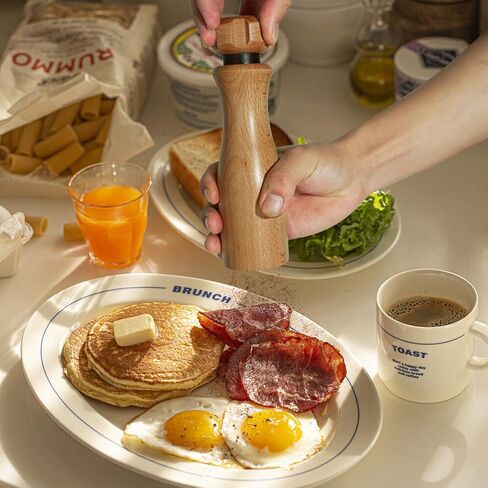 Wooden Salt And Pepper Grinder Set –【Gear-Shape Knob & Effortless Grinding】8 Inch Manual Refillable Pepper Grinder Set (2) in Saudi Arabia