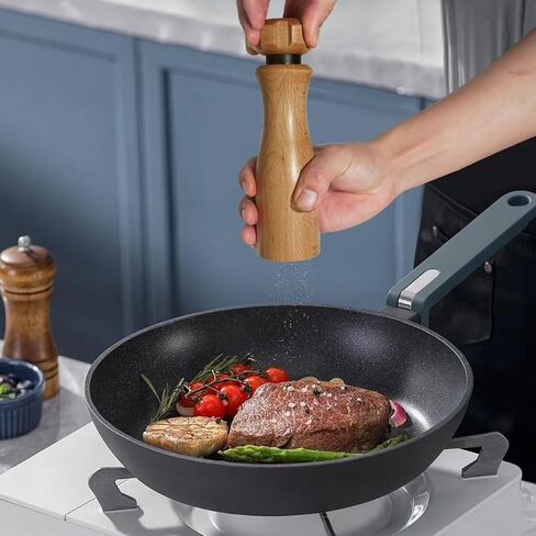 Wooden Salt And Pepper Grinder Set –【Gear-Shape Knob & Effortless Grinding】8 Inch Manual Refillable Pepper Grinder Set (2) in Saudi Arabia