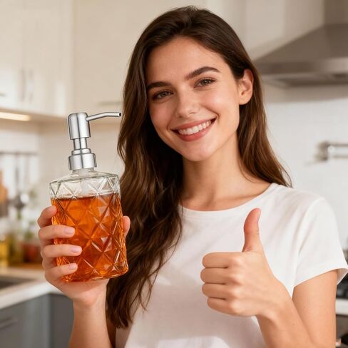 مجموعة موزع شراب زجاجي 12oz مع مضخات فضية غير قابلة للصدأ، 2 عبوة موزع دي جارابي بارا كافيه قابل لإعادة الملء لبار القهوة المنزلي والعسل ونكهات القيقب والمشروبات in Kuwait