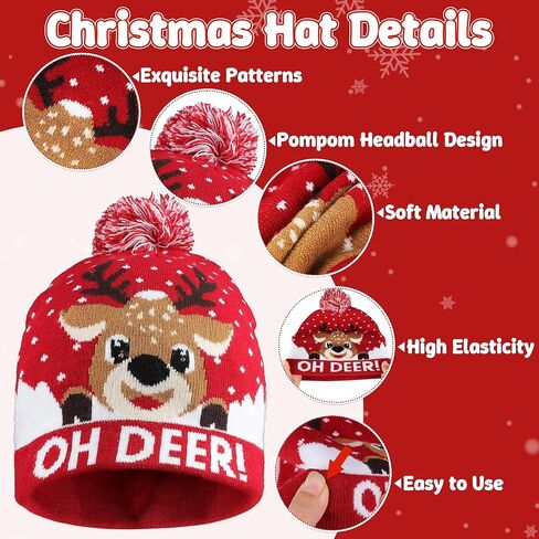 Blowata Christmas Hat with 6 LED Lights, 3 Flashing Modes Light Up Christmas Beanie Hat in Saudi Arabia