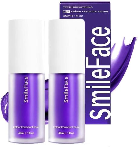Purple Toothpaste for Teeth Whitening,Purples Teeth Whitening Kit,2PCS Purple Color Corrector Whitening Toothpaste,Tooth Stain Removal,Fresh Breath Formula with Unique Purple for Coffee/Smokers/Tea in Saudi Arabia