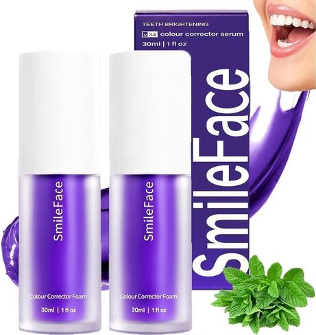Purple Toothpaste for Teeth Whitening,Purples Teeth Whitening Kit,2PCS Purple Color Corrector Whitening Toothpaste,Tooth Stain Removal,Fresh Breath Formula with Unique Purple for Coffee/Smokers/Tea in Saudi Arabia