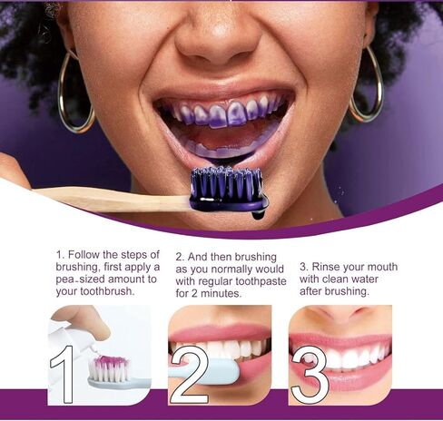 Purple Toothpaste for Teeth Whitening,Purples Teeth Whitening Kit,2PCS Purple Color Corrector Whitening Toothpaste,Tooth Stain Removal,Fresh Breath Formula with Unique Purple for Coffee/Smokers/Tea in Saudi Arabia