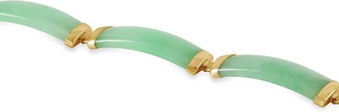 Belacqua Natural Green Jade Link Bracelet in Sterling Silver, 7.5 Inches Length, Fashion Jewelry for Women, Gift Box Included in Saudi Arabia