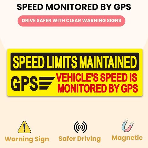 قطعتان من السرعة العاكسة تتم مراقبتها بواسطة علامات مغناطيسية لنظام تحديد المواقع العالمي (GPS)، ملصق تحذيري للحفاظ على حدود سرعة السيارة مقاس 10 × 3.5 بوصة، لافتات سيارة مغناطيسية لشاحنة الشاحنة، ملصق تتبع حركة مرور المركبات بنظام تحديد المواقع العالمي ( in Kuwait