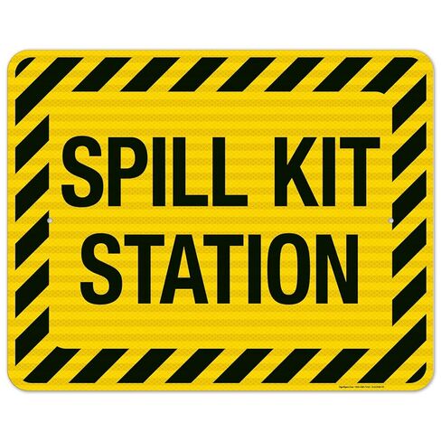 Spill Kit Station Sign, 10x14 Inches, Rust Free .040 Aluminum, Made in USA by Sigo Signs in Saudi Arabia