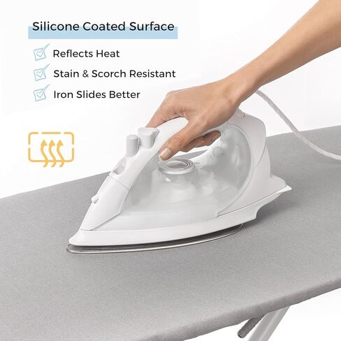 Ironing Board Cover and Pad with Standart Size 15x49, Adjustable Elastic Edge Fit, Extra Thick Padding, Heat Reflective, Non Stick Scorch and Stain Resistant, Easy Installation (Silver) in Saudi Arabia