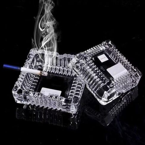 Ashtray 7" x 7" Large White Smoke for Cigarette and Cigars, Decorative Square Smoke Ashtray, For Indoor Home Office Decor or Patio Balcony Outdoor Use in Saudi Arabia