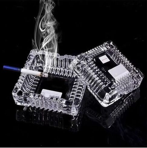Ashtray 7" x 7" Large White Smoke for Cigarette and Cigars, Decorative Square Smoke Ashtray, For Indoor Home Office Decor or Patio Balcony Outdoor Use in Saudi Arabia