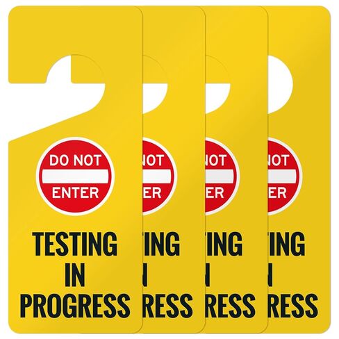 Testing in Progress Do Not Enter Hanging Door Tag, (2 Pack) 9x3 Inches, Thick HDPS (high Density polystyrene), Made in USA by Sigo Signs in Saudi Arabia