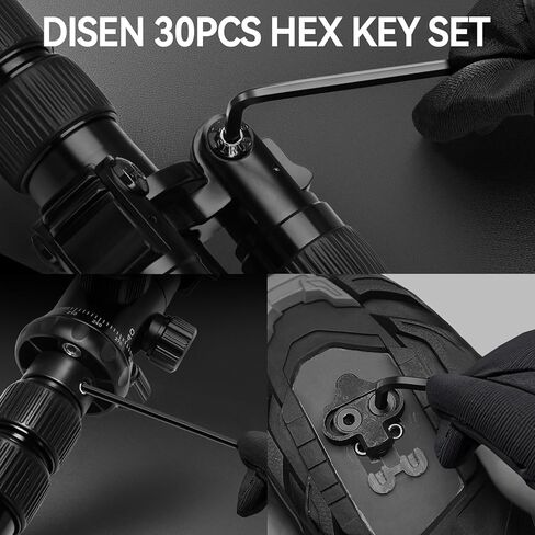 DISEN 30 PCS Upgraded Magnetic Hex Key Allen Wrench Set, Metric (0.7-10 mm) and SAE(0.028-3/8 inch) Allen Wrenches L Shape Hex Keys with Torque Handle, Chrome Vanadium Steel in Saudi Arabia