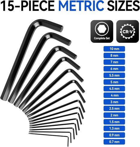 DISEN 30 PCS Upgraded Magnetic Hex Key Allen Wrench Set, Metric (0.7-10 mm) and SAE(0.028-3/8 inch) Allen Wrenches L Shape Hex Keys with Torque Handle, Chrome Vanadium Steel in Saudi Arabia