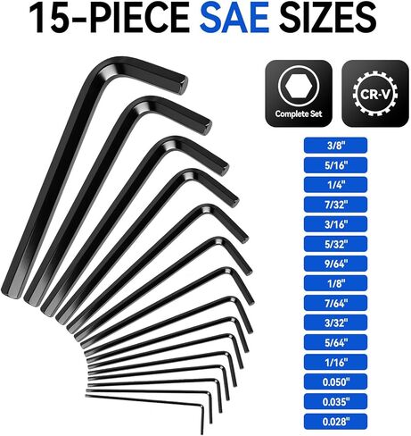 DISEN 30 PCS Upgraded Magnetic Hex Key Allen Wrench Set, Metric (0.7-10 mm) and SAE(0.028-3/8 inch) Allen Wrenches L Shape Hex Keys with Torque Handle, Chrome Vanadium Steel in Saudi Arabia